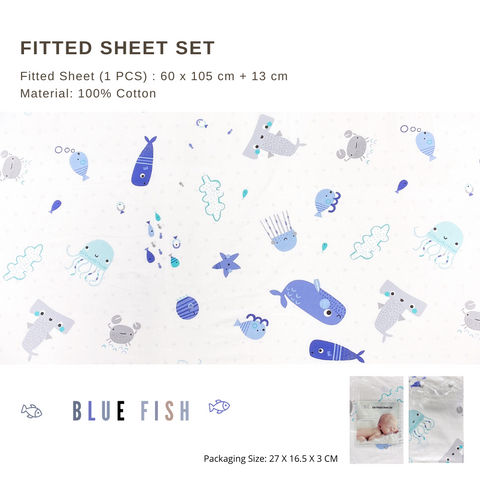 Glücklich Cot Cotton Bumper Fitted Bed Sheet Set