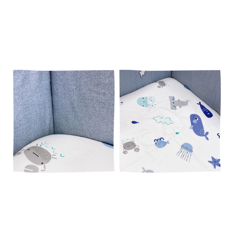 Glücklich Cot Cotton Bumper Fitted Bed Sheet Set