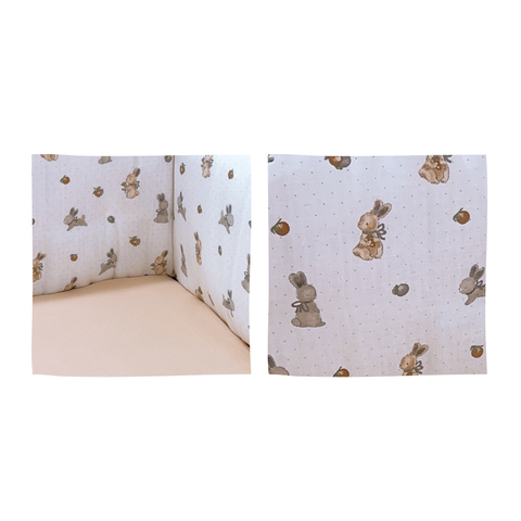 Glücklich Cot Muslin Bumper Fitted Bed Sheet Set