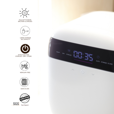 6 in 1 SMART Plasma 16L Capacity UV Baby Bottle Sterilizer