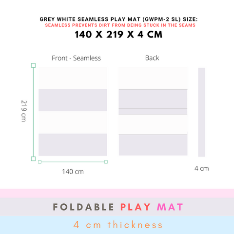 GWPM-2 SL 140 x 219 x 4 CM High Density Foldable Vegan PU Leather Seamless Play Mat