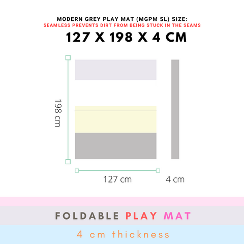 MGPM SL- 127 x 198 x 4 CM High Density Foldable Vegan PU Leather Seamless Play Mat