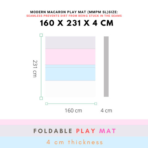 MMPM SL - 160 x 231 x 4 CM High Density Foldable Vegan PU Leather Seamless Play Mat