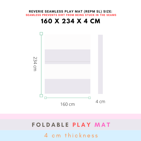 REPM SL - 160 x 234 x 4 cm Antibacterial Seamless Solvent-Free (environmentally friendly) Foldable Vegan PU Leather Play Mat