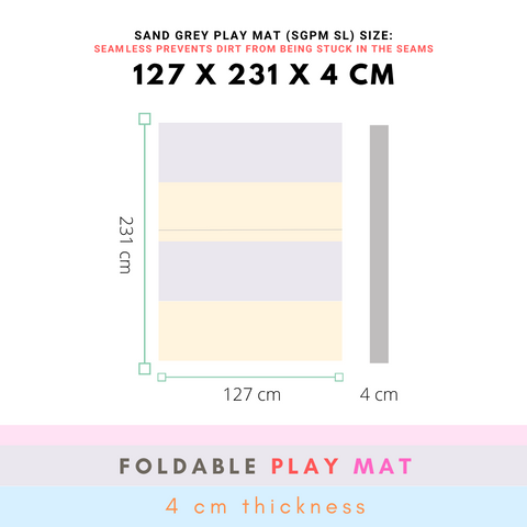 SGPM SL - 127 x 231 x 4 cm High Density Foldable Vegan PU Leather Play Mat