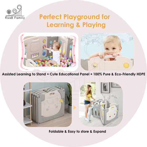 RaaB™ Family Denser & Heavier Playpen Kids Playard Play Fence Safety Gate Premium Non Toxic Material Fun Sensory Activity Panel - RaaB™ Family Official Online Store
