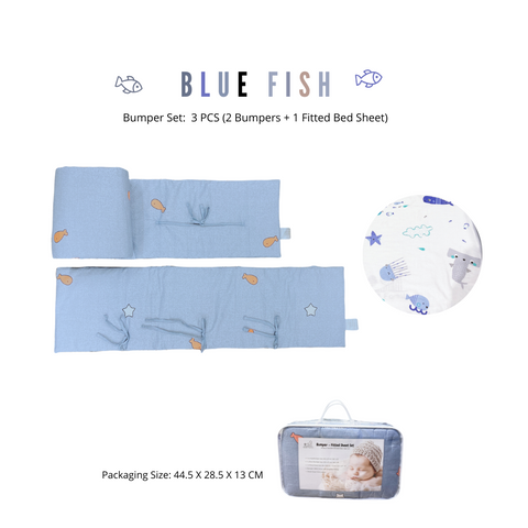 Glücklich Cot Cotton Bumper Fitted Bed Sheet Set