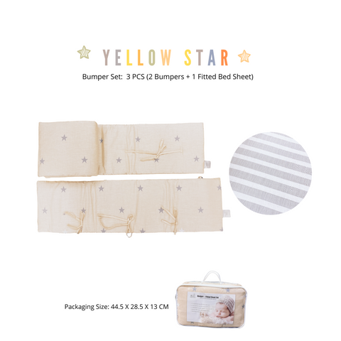 Glücklich Cot Cotton Bumper Fitted Bed Sheet Set