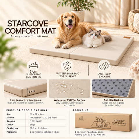(Delivery: 4th week of Oct) Pet Series StarCove Comfort Mat 97 x 97 x 5 cm | Waterproof | Anti-Slip | Foldable