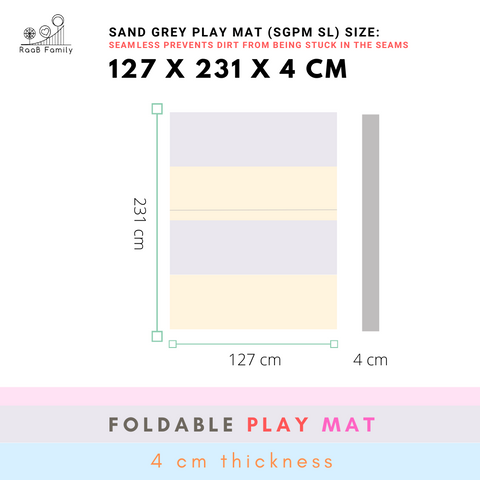 SGPM - 127 x 231 x 4 cm High Density Foldable Vegan PU Leather Play Mat